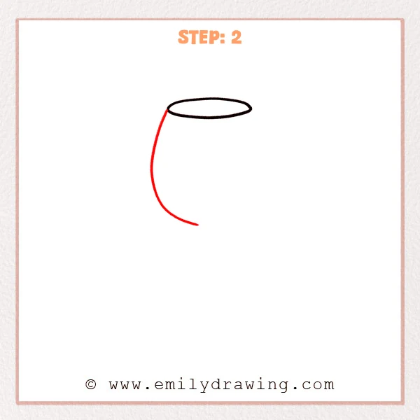 how to draw a wine glass - Step 2